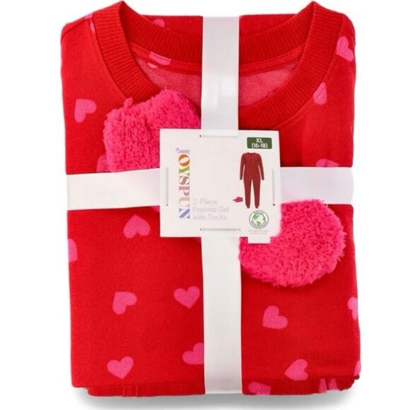 Joyspun Women's Pajama Top, Joggers and Socks Gift Set, 3-Piece - Picture 1 of 6